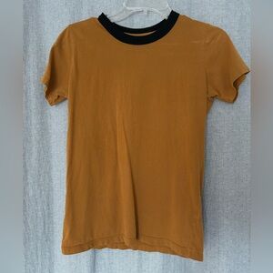 Petite Big Bud Press Black Ringer Tee in Mustard